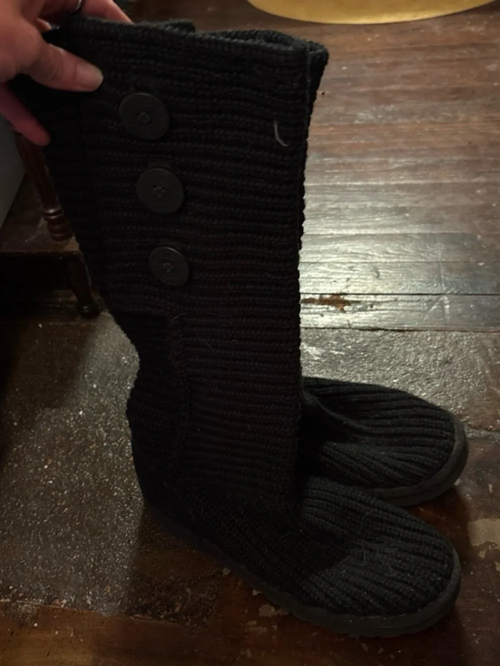 UGG Black Knit Button Tall Boot Socks